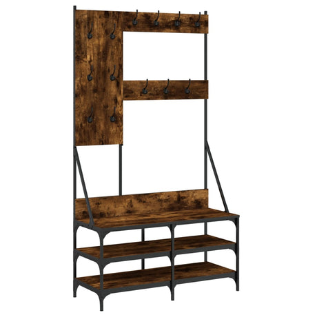 VidaXL tøjstativ med skostativ 100x40x184 cm røget eg