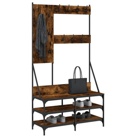 VidaXL tøjstativ med skostativ 100x40x184 cm røget eg