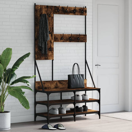 VidaXL tøjstativ med skostativ 100x40x184 cm røget eg