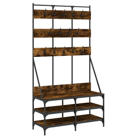 VidaXL tøjstativ med skostativ 100x40x184 cm røget eg