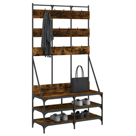 VidaXL tøjstativ med skostativ 100x40x184 cm røget eg
