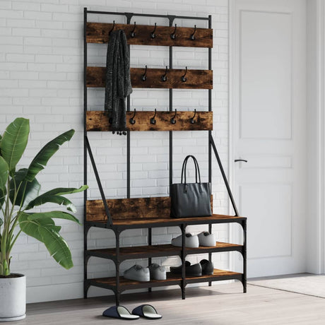 VidaXL tøjstativ med skostativ 100x40x184 cm røget eg