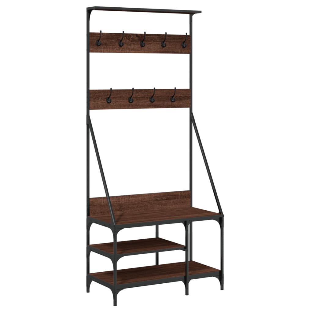 Vidaxx tøjstativ med skostativ 80x40x184 cm brun eg farve