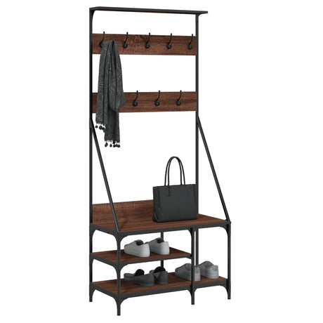 Vidaxx tøjstativ med skostativ 80x40x184 cm brun eg farve