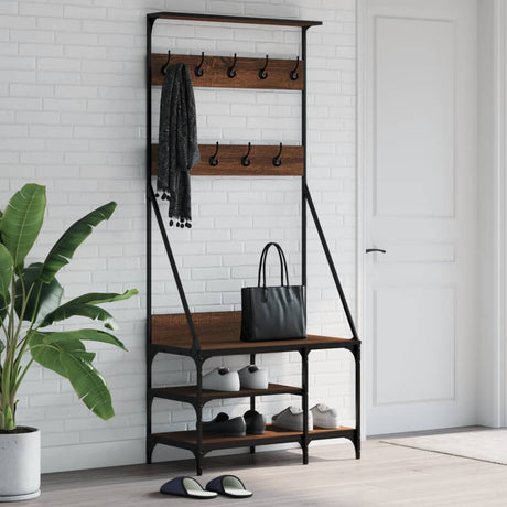 Vidaxx tøjstativ med skostativ 80x40x184 cm brun eg farve