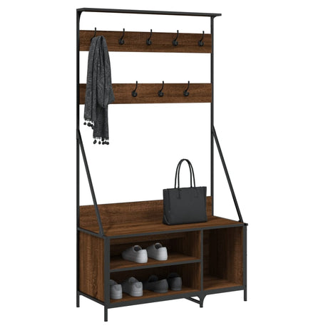Vidaxx tøjstativ med skostativ 100x41x184 cm brun eg farve