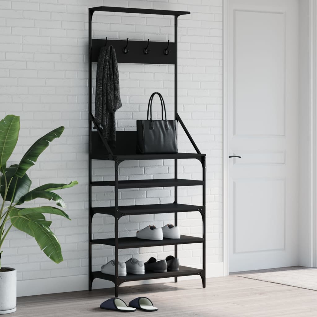 VidaXL tøjstativ med skostativ 70x34x184 cm sort