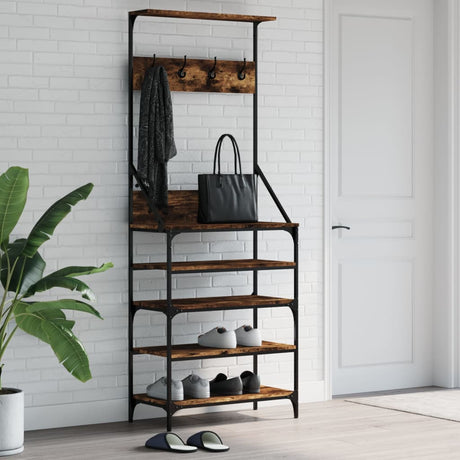 VidaXL tøjstativ med skostativ 70x34x184 cm røget eg