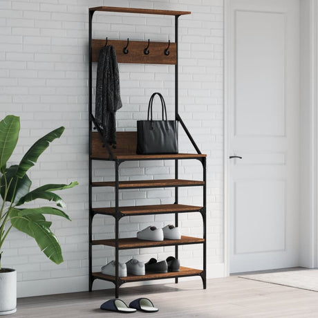 Vidaxx tøjstativ med skostativ 70x34x184 cm brun eg farve