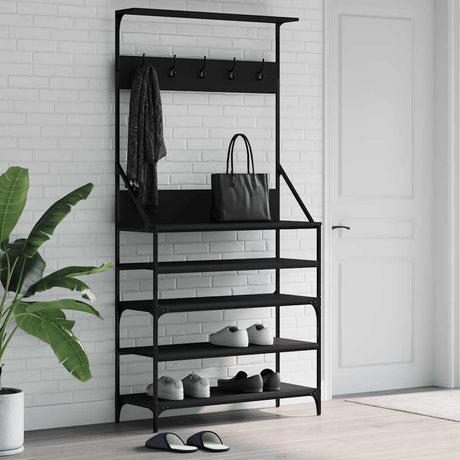 VidaXL tøjstativ med skostativ 90x34x184 cm sort
