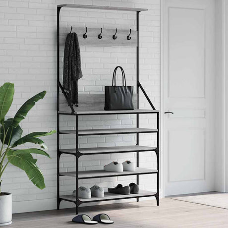 VidaXL tøjstativ med skostativ 90x34x184 cm grå sonoma eg farve