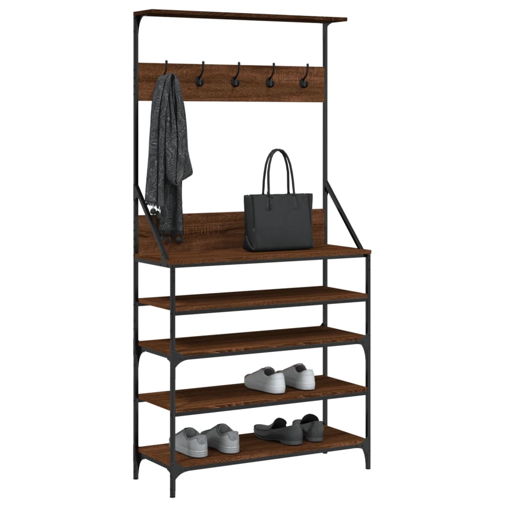 Vidaxx tøjstativ med skostativ 90x34x184 cm brun eg farve