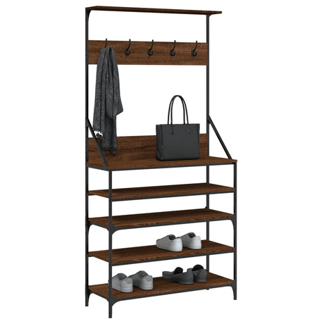 Vidaxx tøjstativ med skostativ 90x34x184 cm brun eg farve