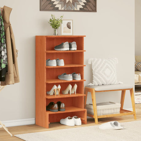 Vidaxx skoskab 52x30x104 cm massiv fyrretræ, vask brun