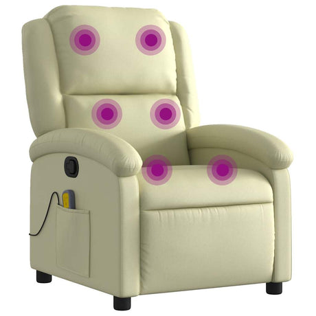 Vidaxl massagestoel echt leer crèmekleurig