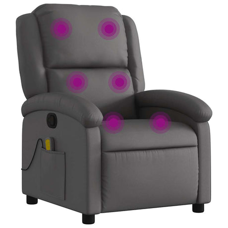 Vidaxl massagestoel echt leer grijs