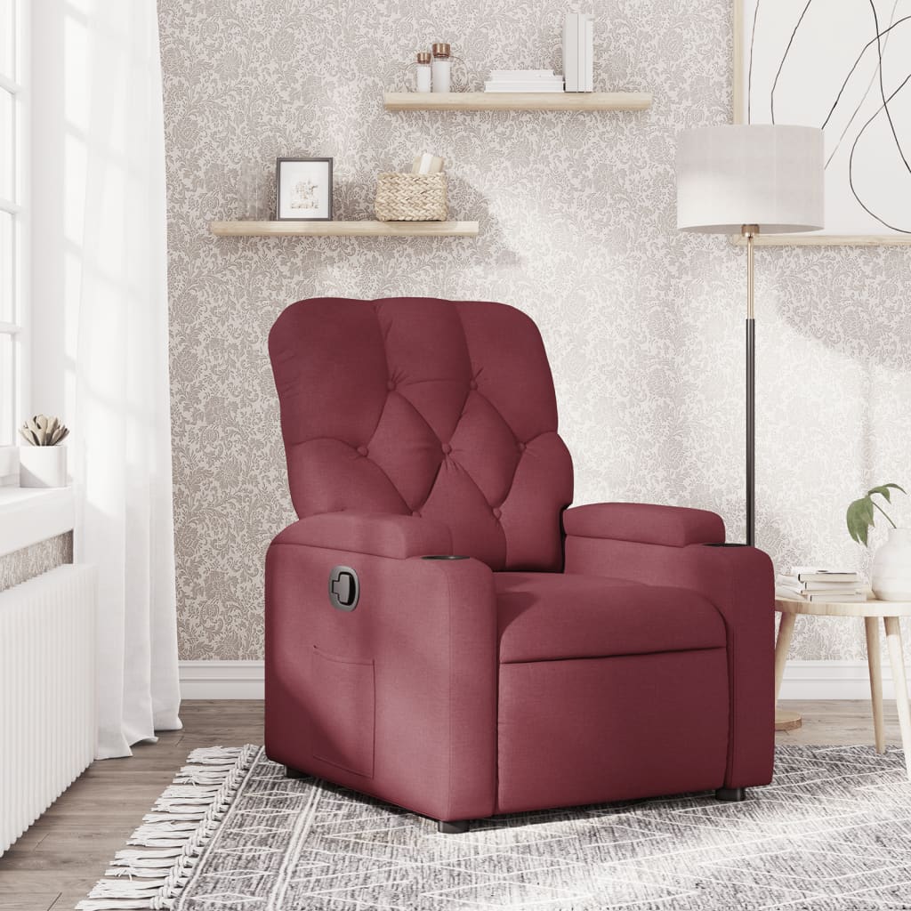 Vidaxl fauteuil verstelbaar stof wijnrood