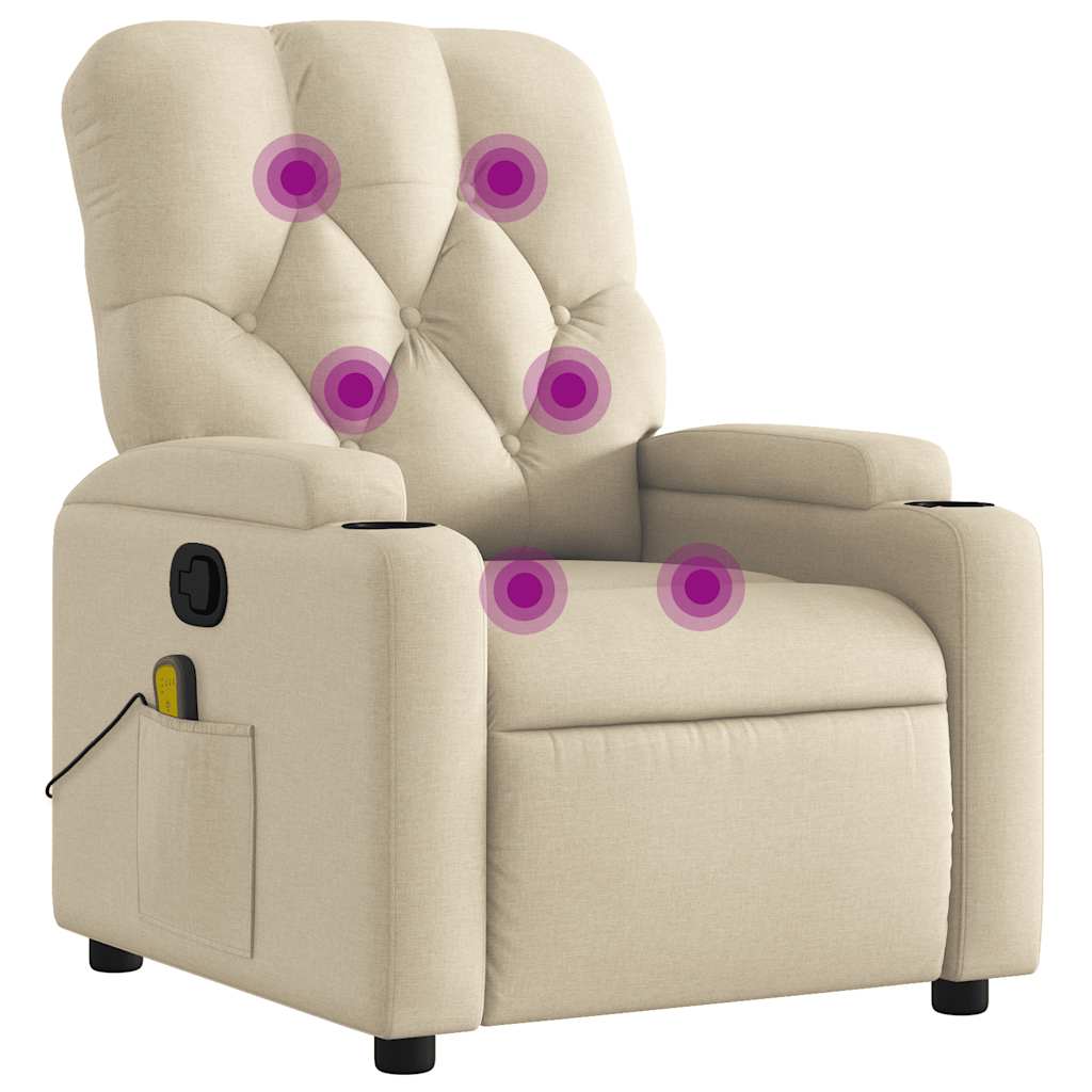 Vidaxl massagestoel verstelbaar stof crèmekleurig
