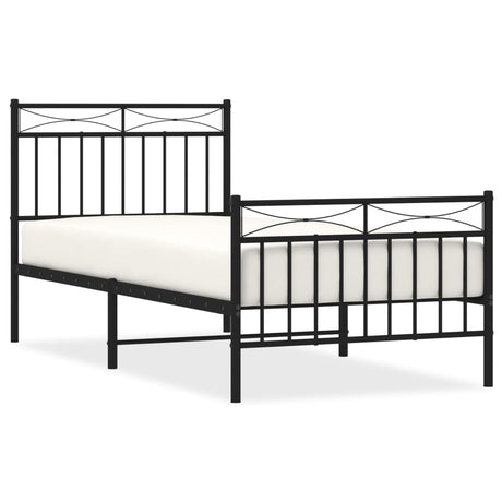 Vidaxl bedframe met hoofd- en voeteneinde metaal zwart 90x200 cm