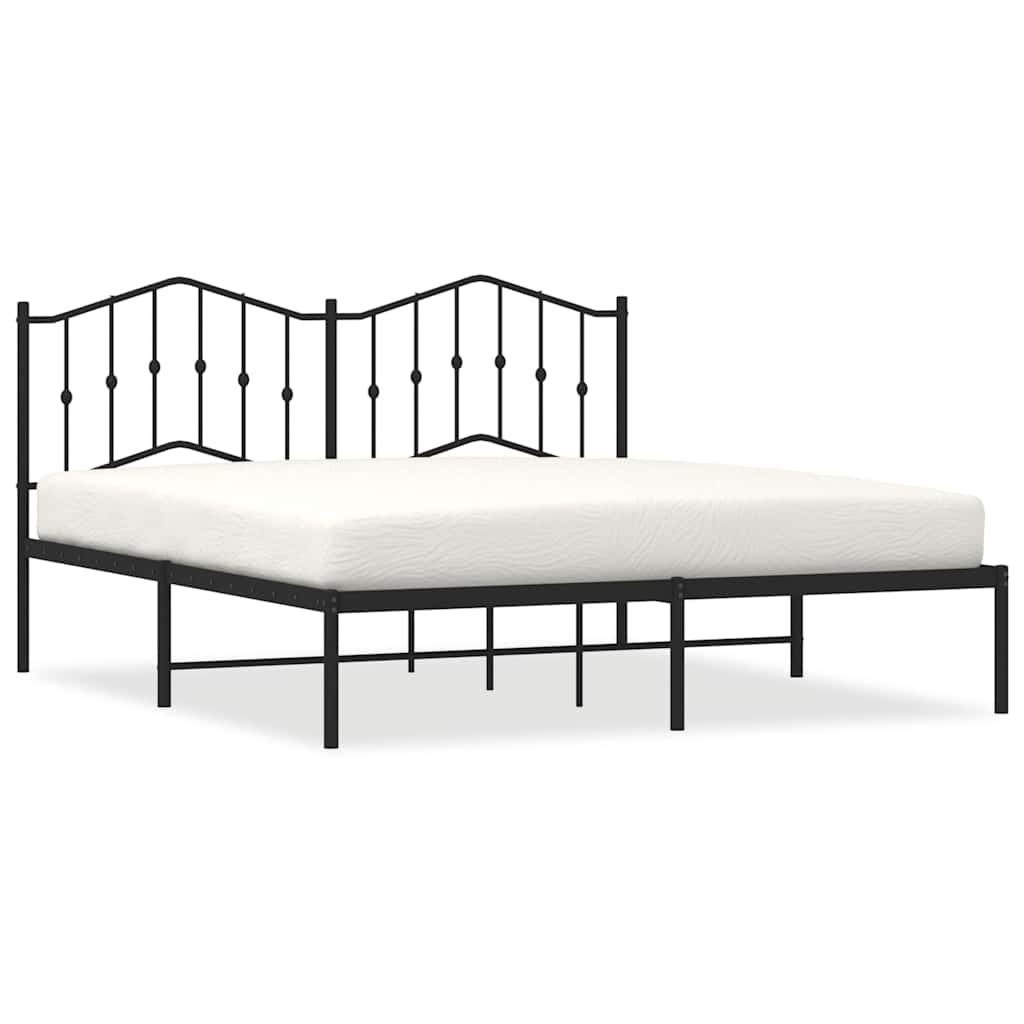 Vidaxl bedframe met hoofdbord metaal zwart 183x213 cm