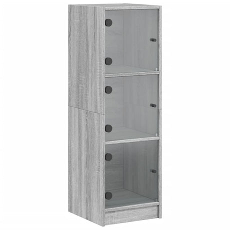 Vidaxl hoge kast met glazen deuren 35x37x109 cm grijs sonoma eiken