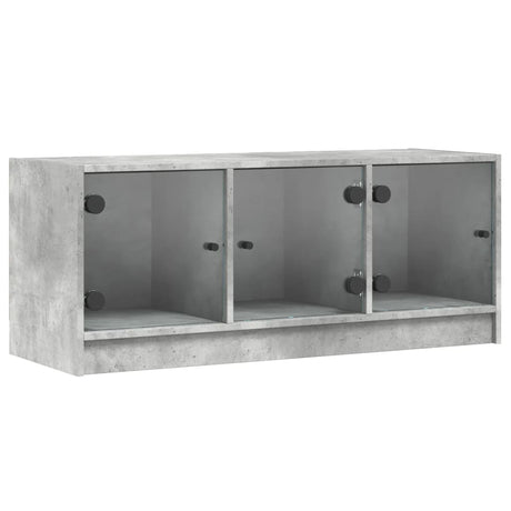 Vidaxl tv-meubel met glazen deuren 102x37x42 cm betongrijs