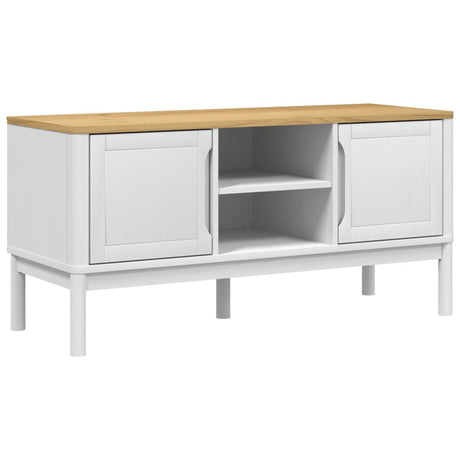 Vidaxl tv-meubel floro 114x43x55 cm massief grenenhout wit