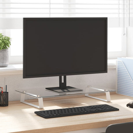 VidaXL skærmstativ 60x35x8 cm hærdet glas og metal hvid