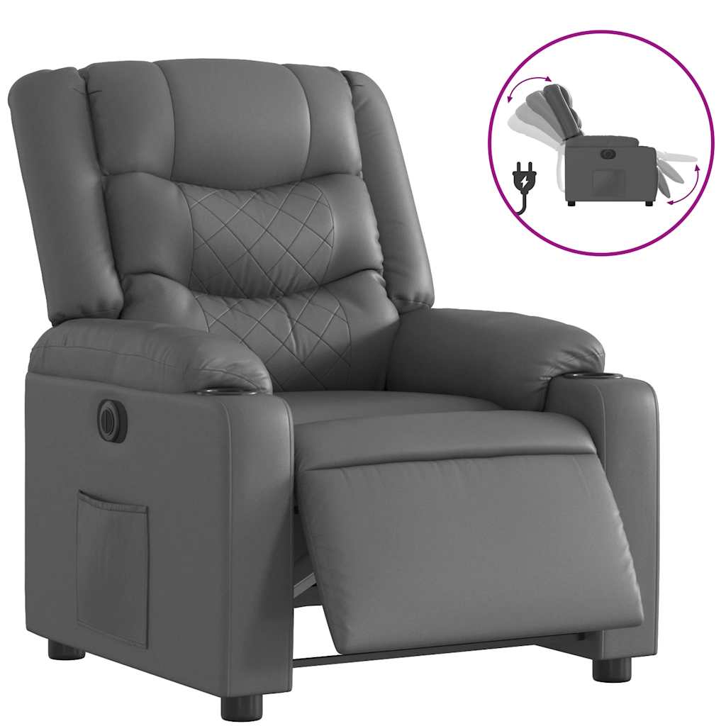 Vidaxl fauteuil verstelbaar elektrisch kunstleer grijs