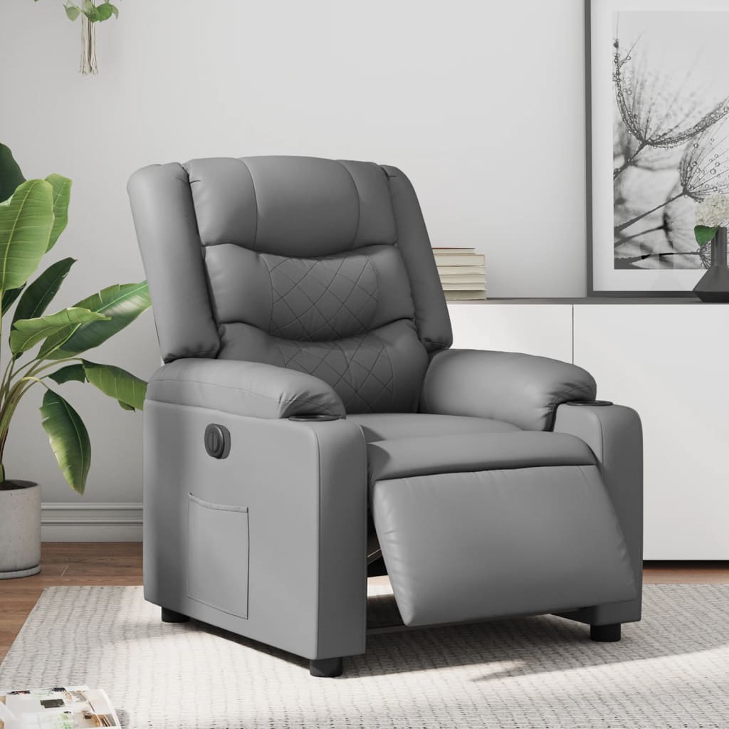 Vidaxl fauteuil verstelbaar elektrisch kunstleer grijs