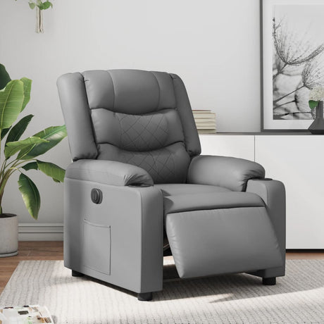 Vidaxl fauteuil verstelbaar elektrisch kunstleer grijs