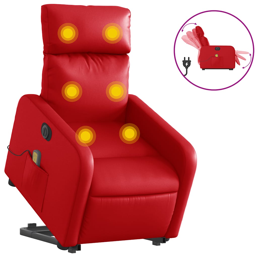 Vidaxl sta-op-massagestoel elektrisch kunstleer rood