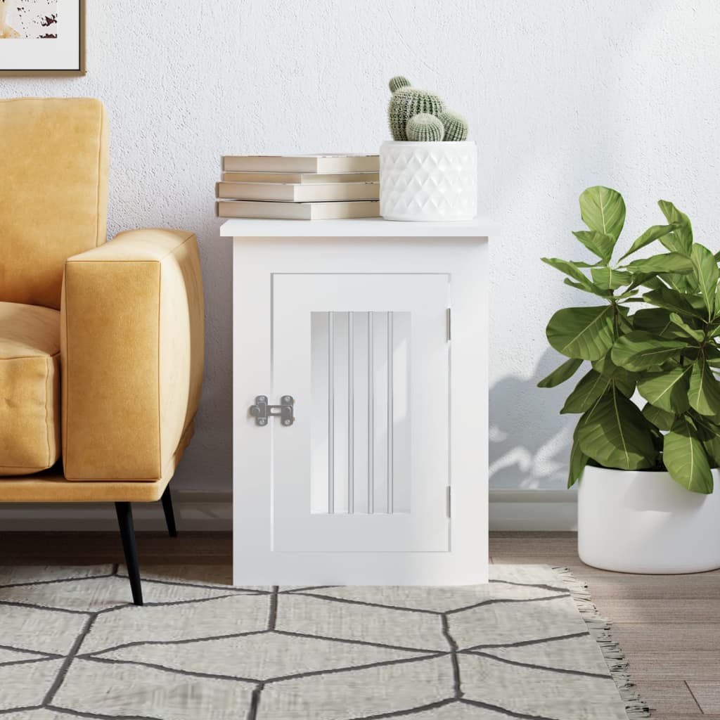 Vidaxxl hundekasse 45x62x59 cm hvid konstrueret træ