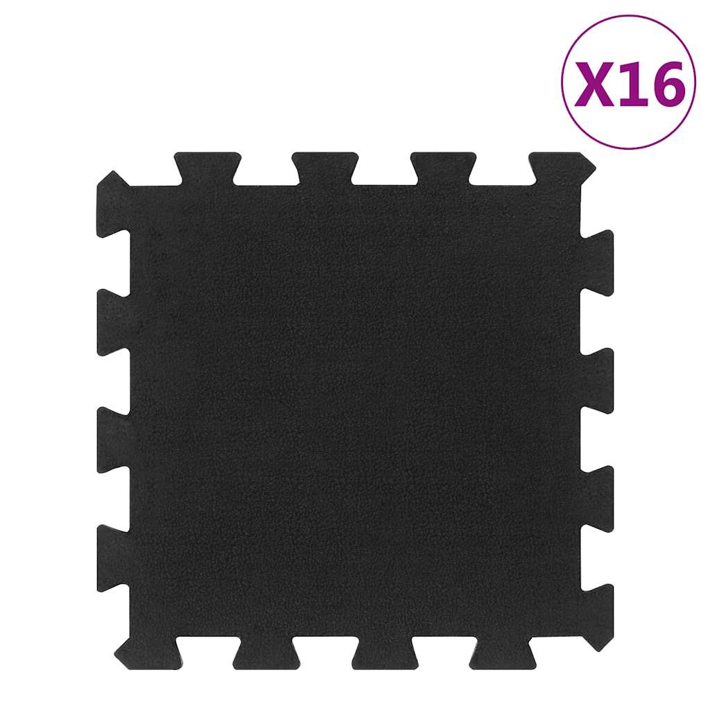Vidaxxl gummifliser 16 stk 16 mm 30x30 cm sort