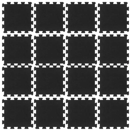 Vidaxxl gummifliser 16 stk 16 mm 30x30 cm sort