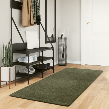 VidaXL tæppe huarte kort luv blødt vaskbart 80x200 cm skovgrønt