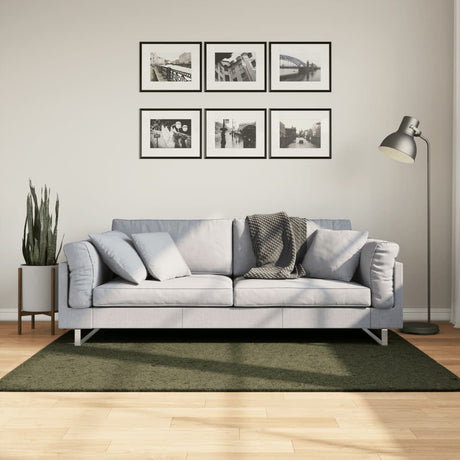 VidaXL tæppe huarte kort luv blødt vaskbart 120x170 cm skovgrønt