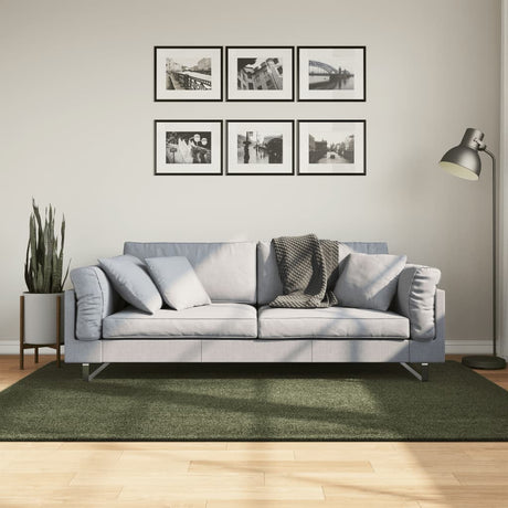 VidaXL tæppe huarte kort luv blødt vaskbart 140x200 cm skovgrønt