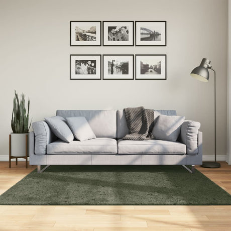 VidaXL tæppe huarte kort luv blødt vaskbart 160x160 cm skovgrønt