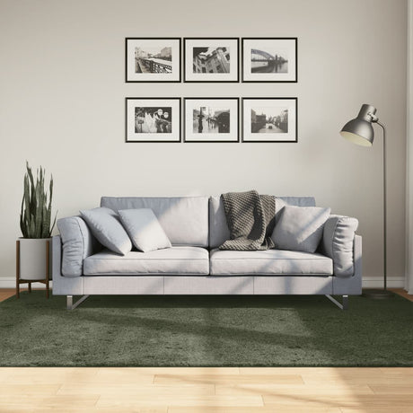 VidaXL tæppe huarte kort luv blødt vaskbart 160x230 cm skovgrønt