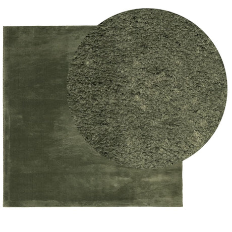 VidaXL tæppe huarte kort luv blødt vaskbart 200x200 cm skovgrønt