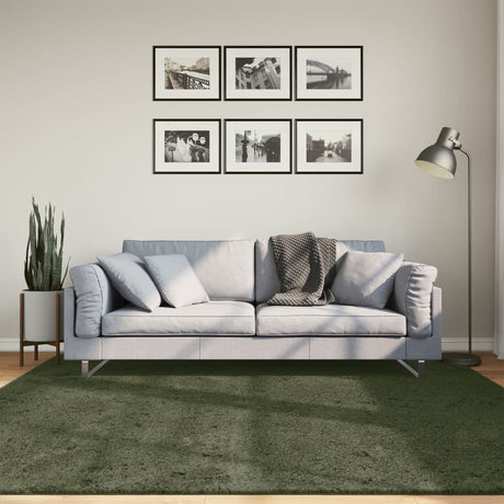 VidaXL tæppe huarte kort luv blødt vaskbart 200x200 cm skovgrønt