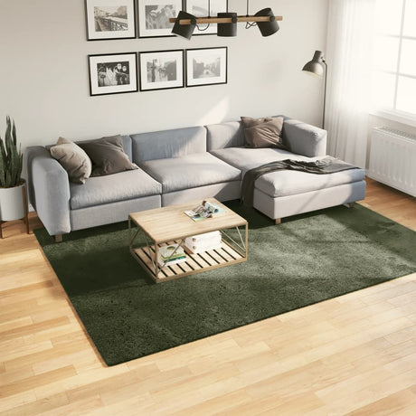VidaXL tæppe huarte kort luv blødt vaskbart 200x280 cm skovgrønt