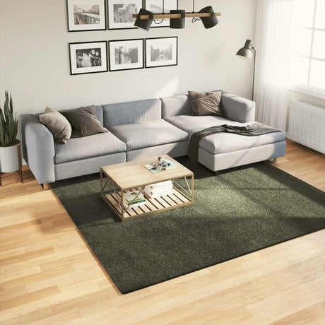 VidaXL tæppe huarte kort luv blødt vaskbart 240x240 cm skovgrønt