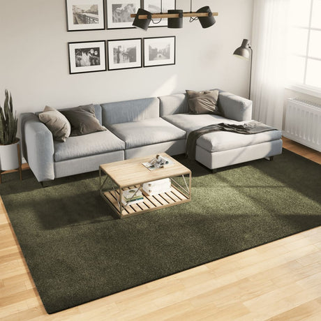 VidaXL tæppe huarte kort luv blødt vaskbart 240x340 cm skovgrønt