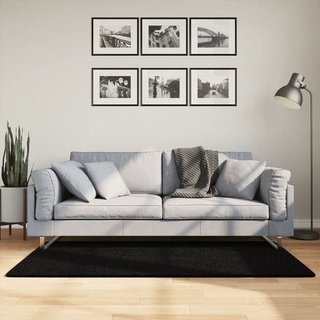 VidaXL tæppe huarte kort luv blødt vaskbart 80x150 cm sort