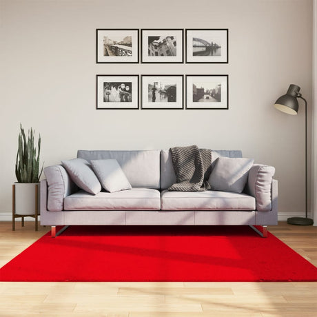 VidaXL tæppe huarte kort luv blødt vaskbart 160x160 cm rødt