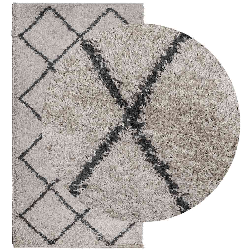 VidaXL tæppe pamplona shaggy høj luv 80x150 cm beige antracit
