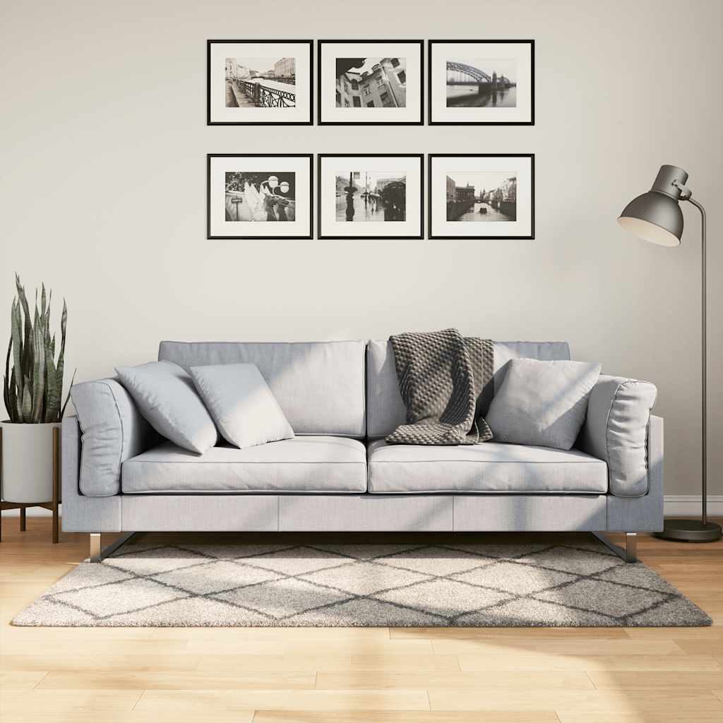 VidaXL tæppe pamplona shaggy høj luv 80x150 cm beige antracit