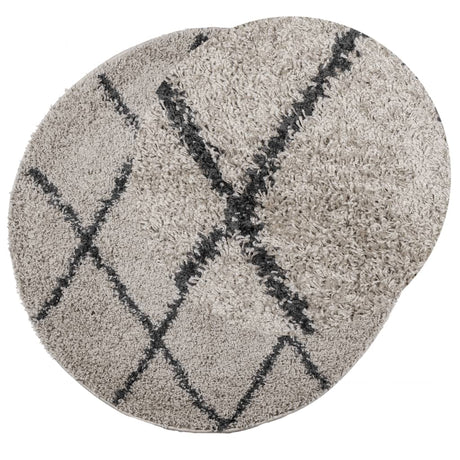 Vidaxl tæppe pamplona shaggy høj luv ø 80 cm beige antracit